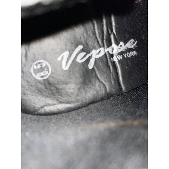 Over-The-Knee Black Suede Boots By Vepose Size 8 Block Heel Side Zipper & Tie Ba - Picture 5 of 5